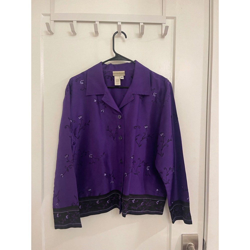 Vintage Silk Purple Whimseygoth Blouse Button Down 90s GrandmaCore